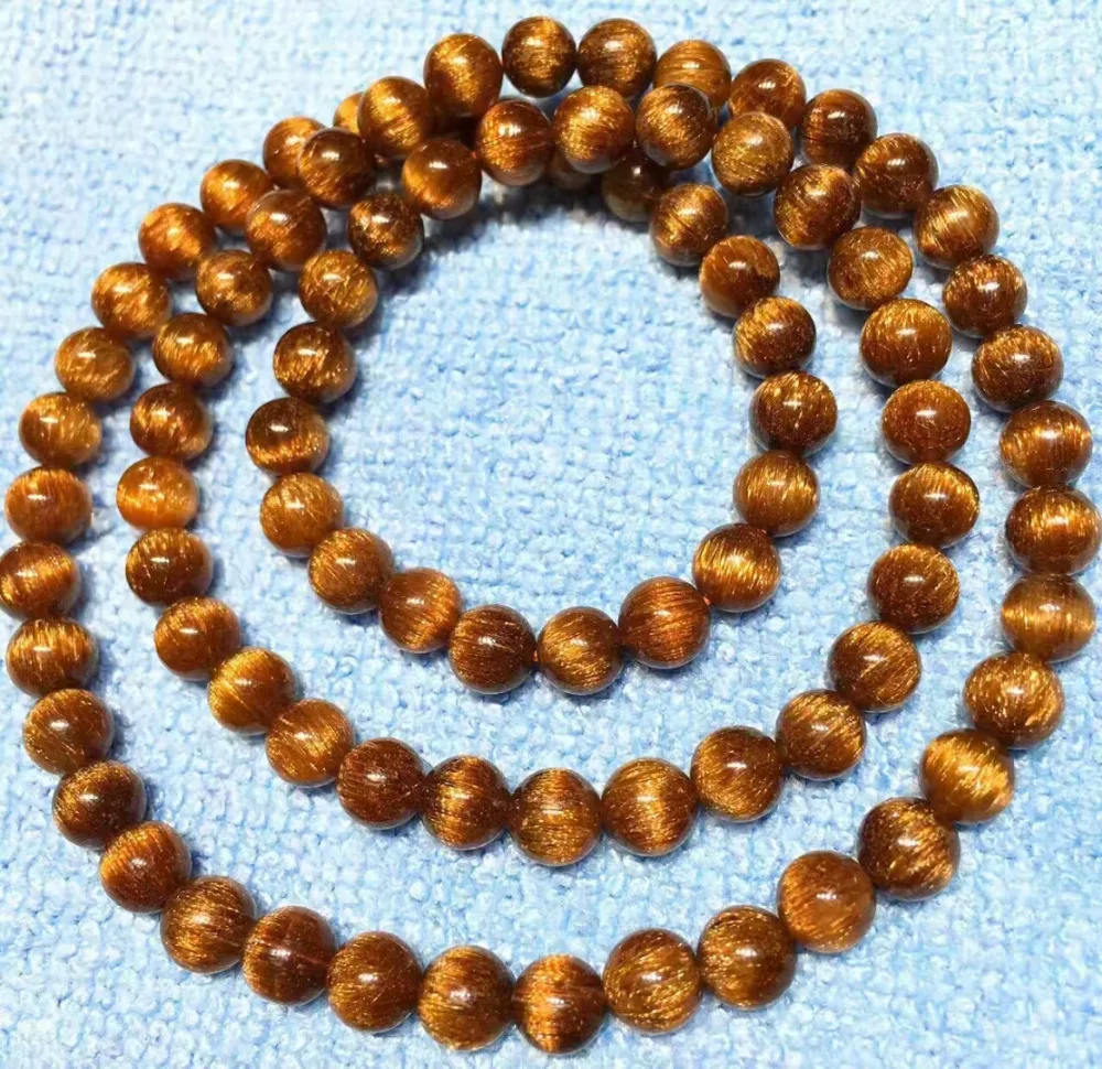 100% натуральная Медь Rutilated Кварц 7 мм Кристальный эффект кошачьих глаз драгоценные