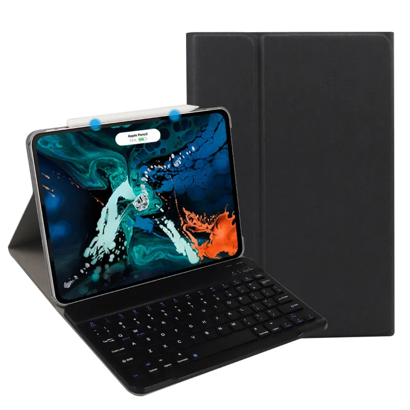 standard keyboard Съемный русский/Иврит/испанский беспроводной Bluetooth клавиатура Funda Чехол подставка из искусственной кожи Smart Cover для Apple iPad Pro 11 - Цвет: standard keyboard