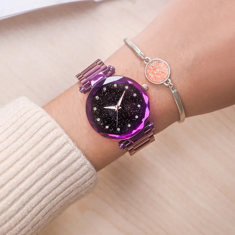 2019 New Brand Rosy Gold Starry Sky Quartz Watch Women Stainless Steel Dress Watches Relogio Feminino Women's Bracelet | Наручные
