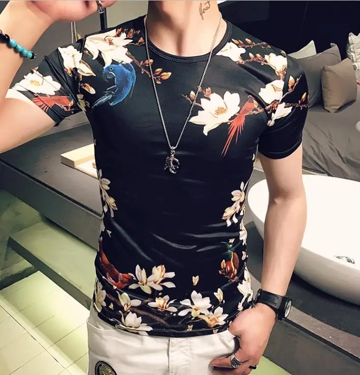 2017 Лето Slim Fit Мужская Футболка Homme Новый печати С Коротким Рукавом мужская