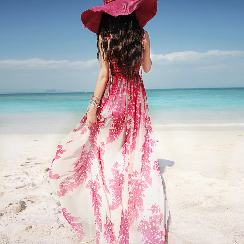 Бесплатная доставка Новинка 2019 года Модные женские шифоновые платья с цветочным