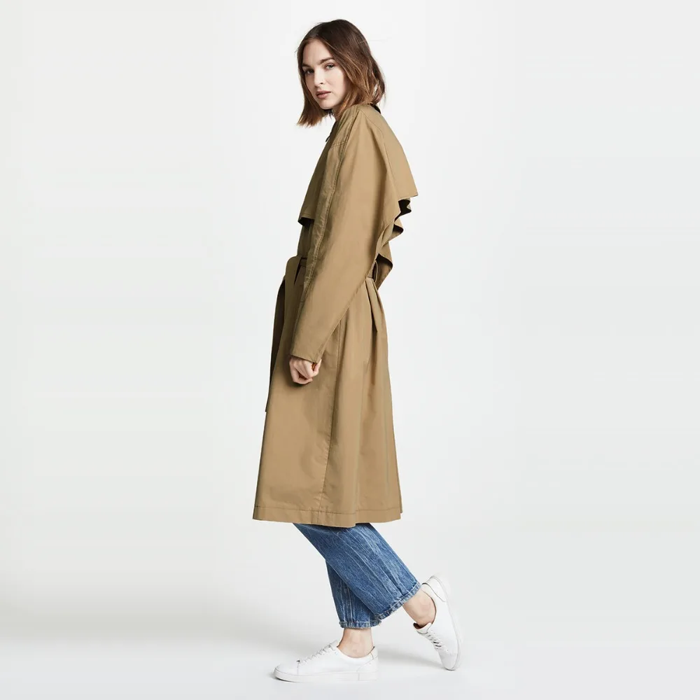 Darcydebie Тренч для Для женщин 2018 осень 6XL 7XL 5XL длинное пальто регулируемый пояс плюс