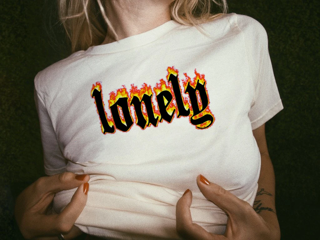 Одинокий пламя футболка 90s Hipster гранж Графические футболки Tumblr Мода милый белый
