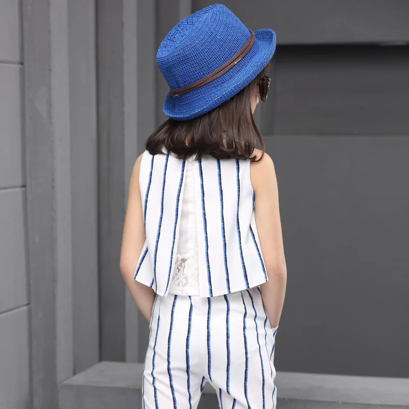 Комплект одежды для девочек летний модный спортивный костюм из 2 предметов: жилет