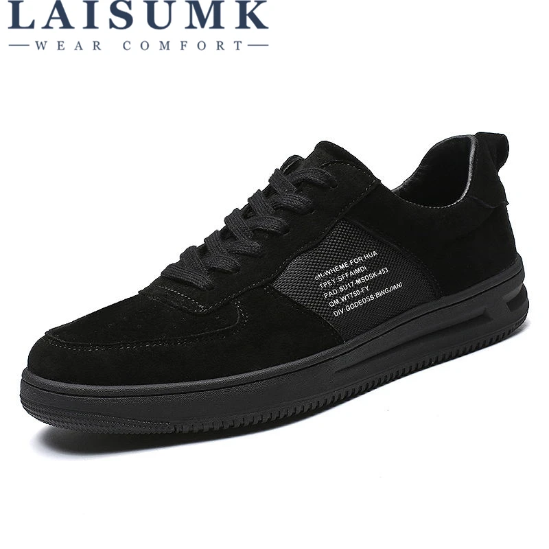 

LAISUMK Fashion Solid Black Mens Canvas Shoes Lace Up Breathable Men's Flats New 2020 Men Sneakers Casual Shoes Dropshipping