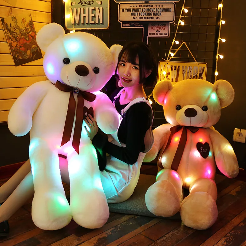 

90/70cm Big Size Creative Light Up LED Teddy Bear Stuffed Animals Plush Toys Colorful Glowing Teddy Bear Birthday Gift for Kids