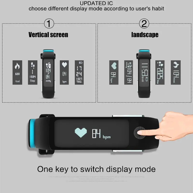 Новинка 2017 кислорода в крови монитор Smart Watch водонепроницаемый с пульсометр