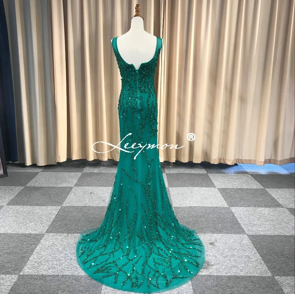 Luxury Sleeveless Sexy Beaded Sequined Mermaid Evening Dresses Sparkly Gown Fashion Long Dress vestido de festa longo | Свадьбы и
