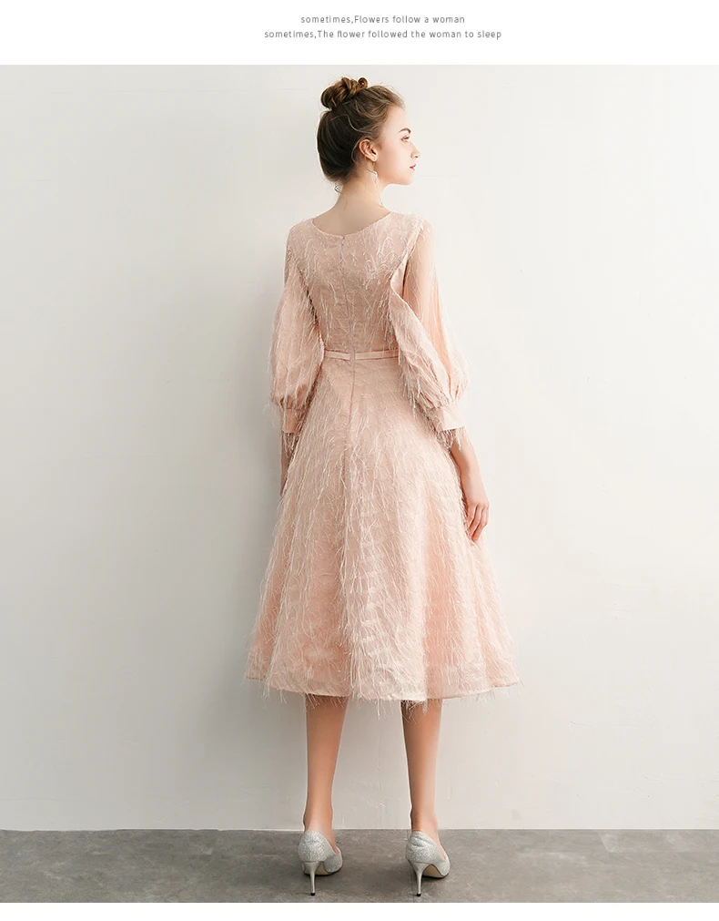 Robe de Soiree Courte розовое винтажное кружевное вечернее платье короткое вечернее платье с поясом Vestido de Festa LYFY13