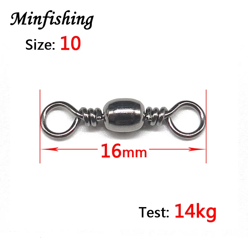 Minfishing, 100 шт./лот, Вертлюг, вертлюг для рыбалки, углеродистая сталь, Вертлюг, Океанский Разъемный соединитель для рыбалки, крюк - Цвет: Size 10