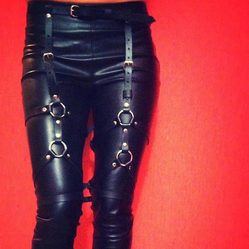 Goth Dark сексуальные женские подтяжки искусственная кожа талия кольцо ремень