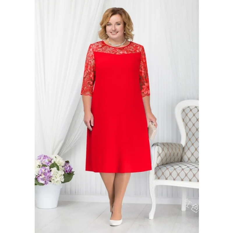 Размера плюс платья для женщин 4xl 5xl 6xl красный темно синий большие размеры