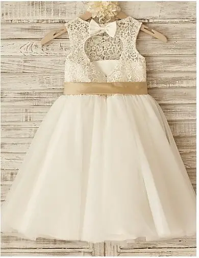 Новое платье для дня рождения маленьких девочек кружевное цвета слоновой кости с