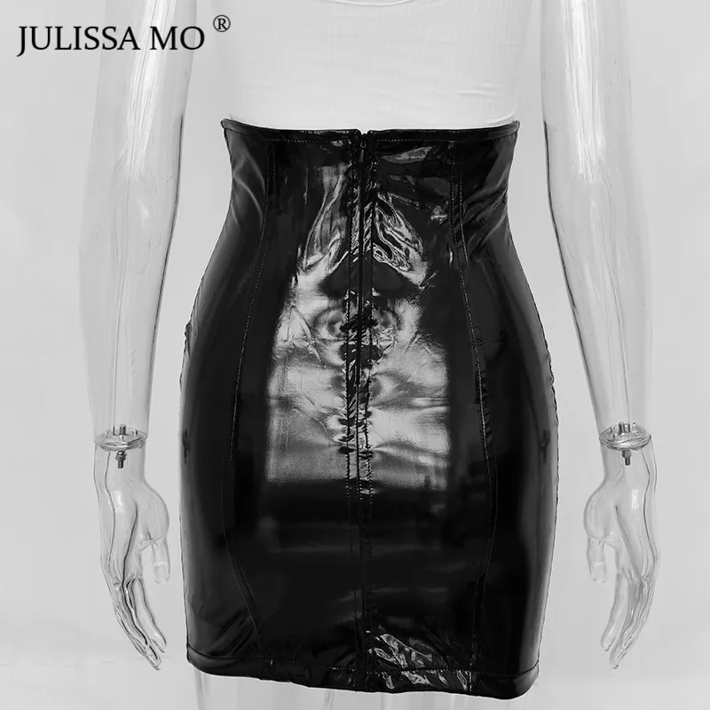 Женская Кожаная мини юбка JULISSA MO черная облегающая карандаш из искусственной
