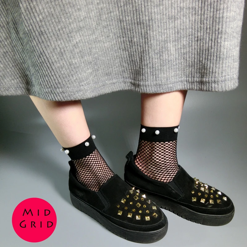 SP & CITY/Модные ажурные носки Украшенные бусинами женские прозрачные модные шорты в