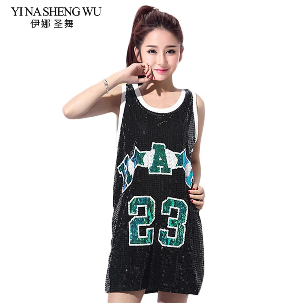 Новинка Женская длинная футболка повседневный костюм для джазового танца с