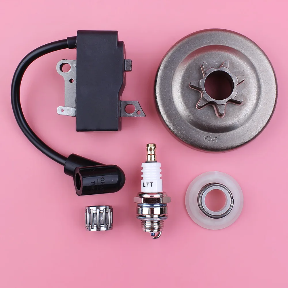 

Ignition Coil Module .325" 7T Clutch Drum Worm Gear Spark Plug Kit For Husqvarna 445 450 Chainsaw Spare Part 573935702