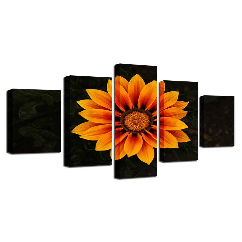 Модульный постер с фоторамкой 5 шт. картина в виде подсолнуха натюрморт HD принт на