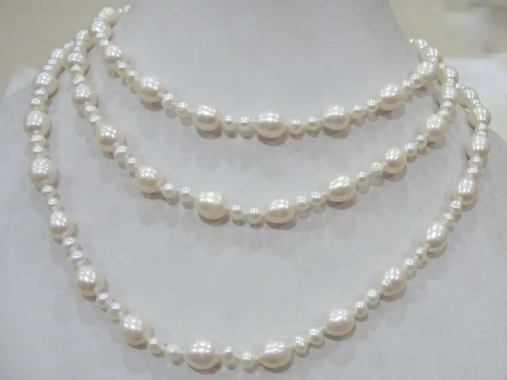 

freshwater pearl near round egg 7-10mm white 50inch FPPJ wholesale beads nature colors pendant