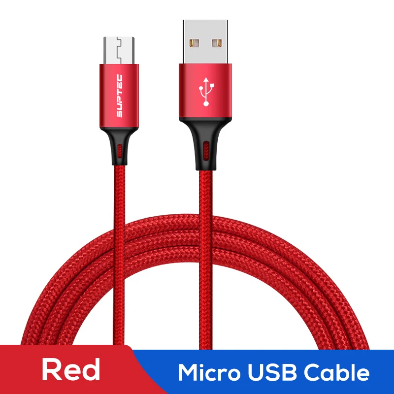 Red SUPTEC Micro USB кабель провод для быстрого заряда телефона зарядное устройство шнур для samsung S7 Xiaomi huawei Honor Tablet Android Microusb адаптер - Цвет: Red