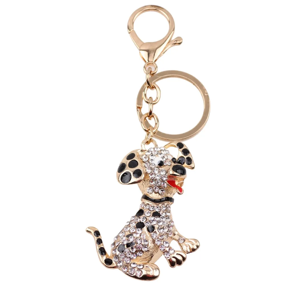 WEVENI Animal Jewelry Alloy Rhinestone Spotty Dog Dalmatian Key Chain Keyring Gift For Women Girl Female Pendant Hot Car | Украшения и