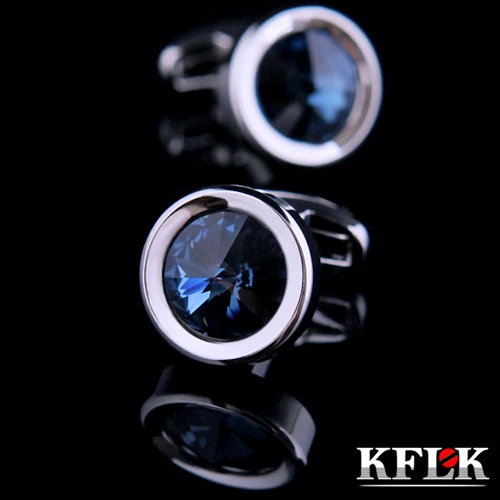 KFLK роскошные мужские запонки, черные брендовые запонки с кристаллами, запонки высокого качества, черные ювелирные изделия abotoadura
