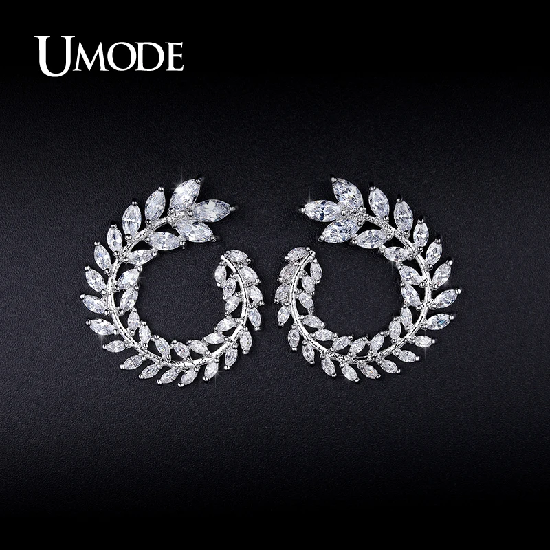 UMODE, блестящие, элегантные, круглые, оливковые, большие серьги-гвоздики для женщин, серьги, модное ювелирное изделие, ohringe, Букле д 'Орель, UE0211