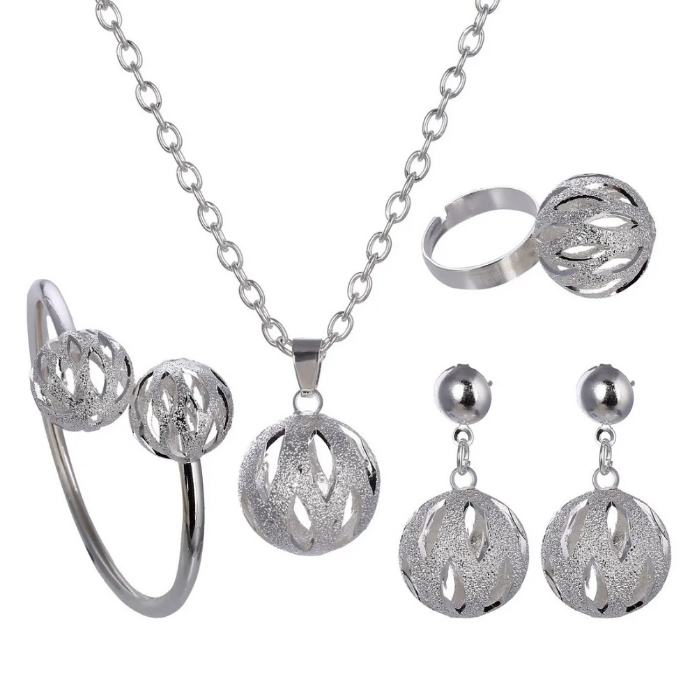 Высокое качество Серебряный Свадебный полый шар Ювелирные наборы для женщин