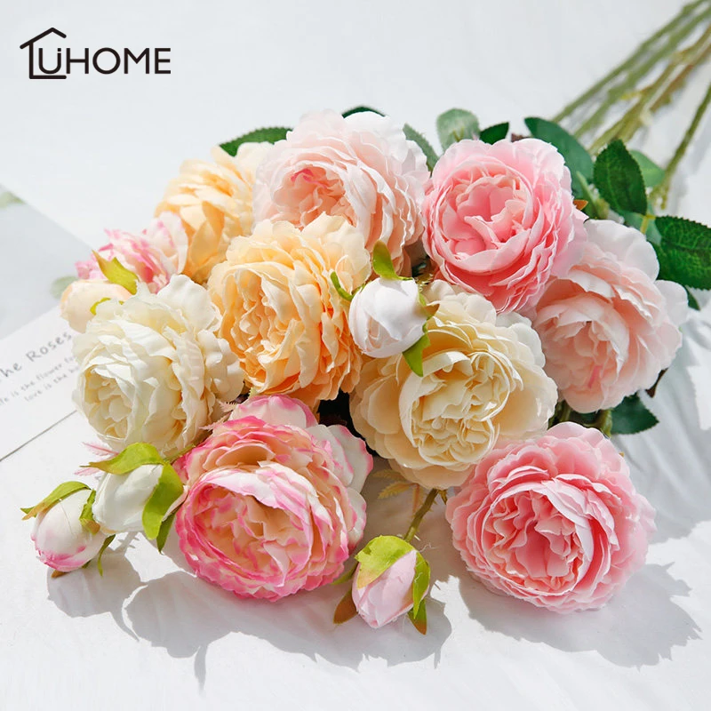 

5pcs/lot Beautiful Peony Artificial Silk Flowers Small Bouquet Flores Home Party Wedding Decoration Flower Home Table Decoration