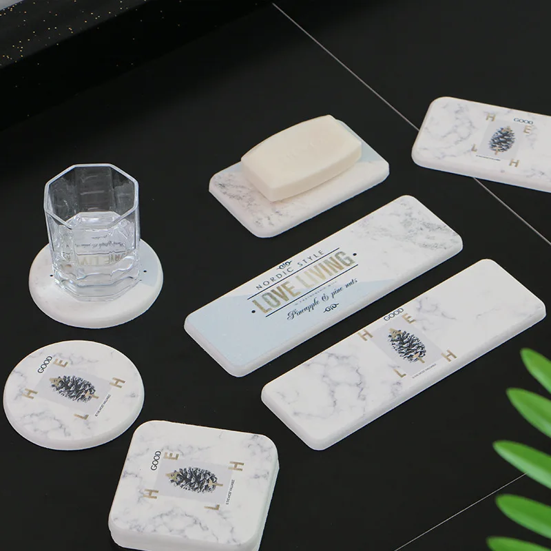 Мраморный узор золотой вкладыш Diatomace Earth Wash Coaster тазик быстросохнущее мыльница