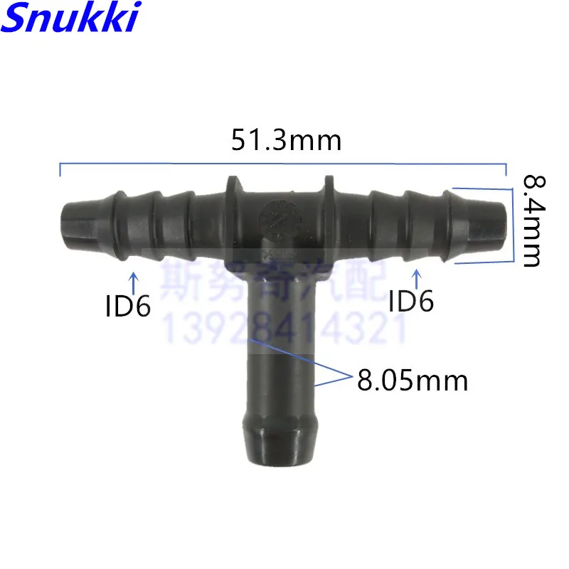

8mm-ID6 universal Tee connector general Fuel line quick connector plastic male connector for car 5pcs a lot