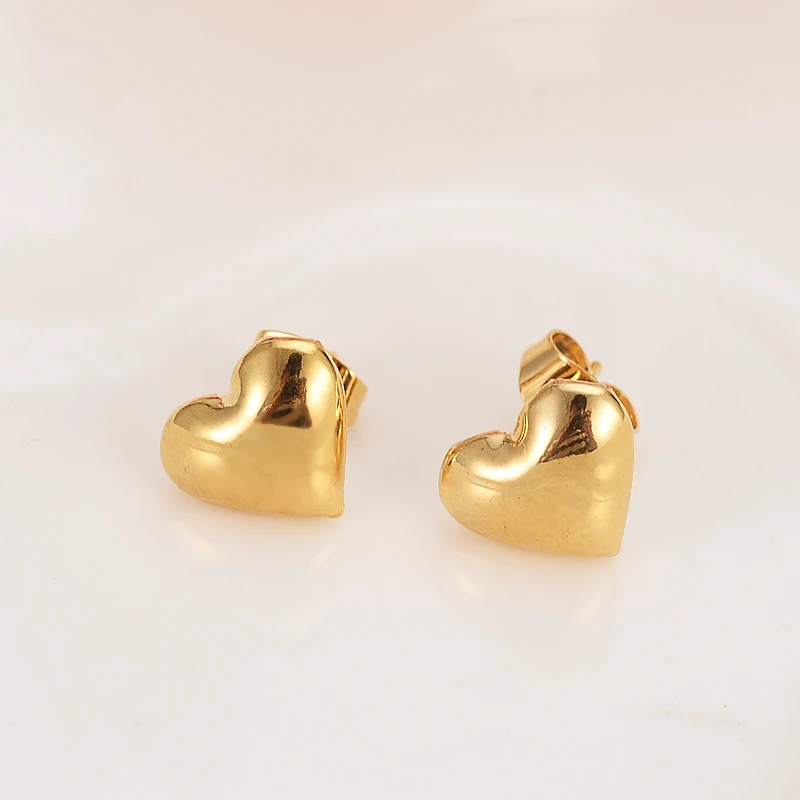 

Dubai India african New Fashion Gold Filled love heart shape stud Earrings For Women Party girls kids gift DROP Shipping