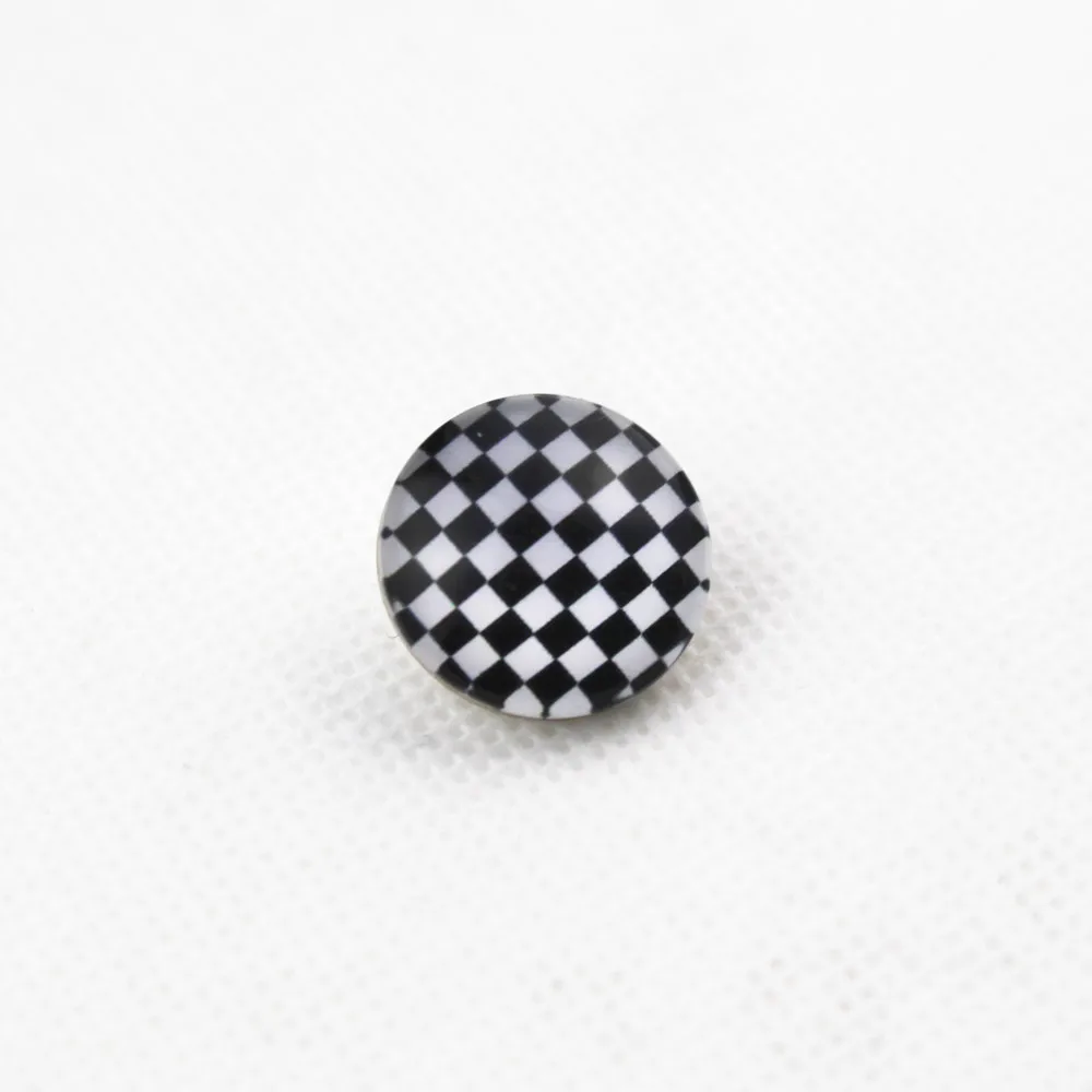 

2016 New 20 pcs/lot print Black & White Checker 18MM glass snap button for snap button jewelry