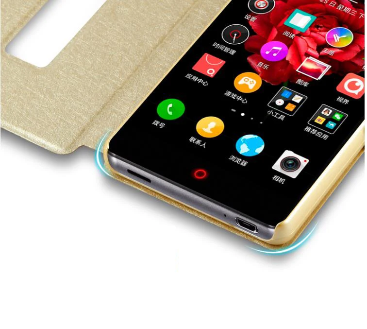 Роскошный умный кожаный чехол с окошком для zte Nubia Z9 Max Mini Z11 шелковым узором и