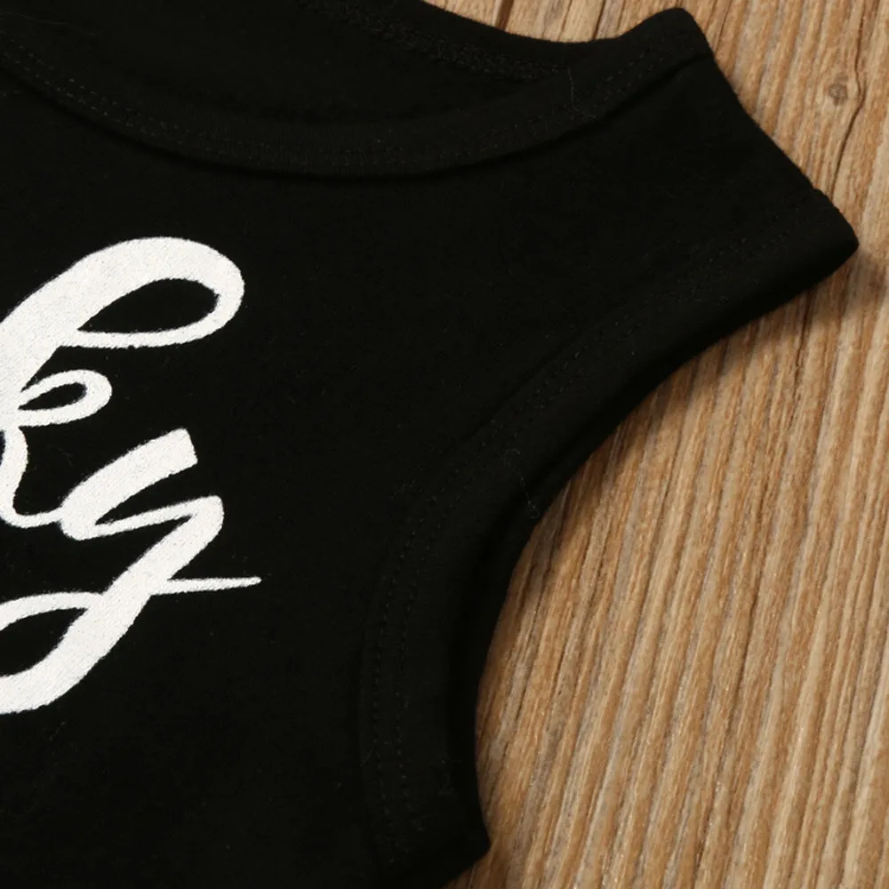 Летний комбинезон без рукавов с надписью для новорожденных девочек и мальчиков