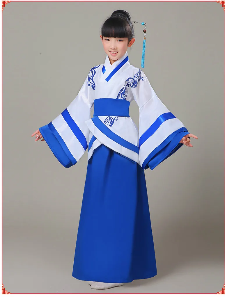 Детский Традиционный китайский старинный костюм ханьфу Одежда для девочек и