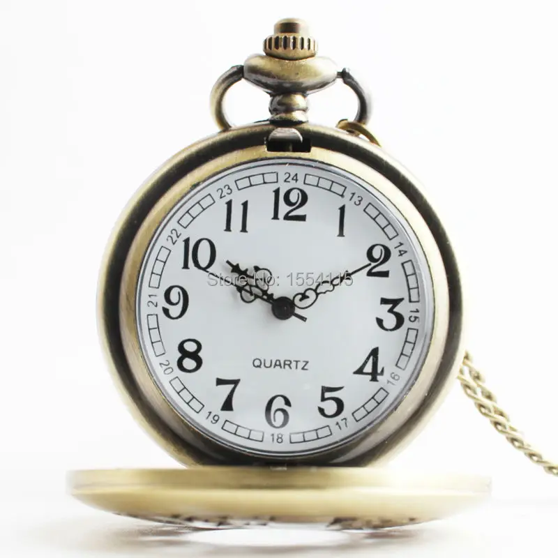 100pcs/lot Hot Sale Bronze Quartz Pocket Watch Top Quality Analog Alice in Wonderland Flip Watches Wholesale | Наручные часы
