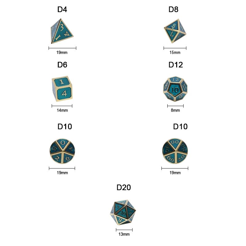 rpg metal dice sets dnd polyhedral solid dungeons and dragons d&ampd digital green dices table games Zinc alloy pattern d20 12 8 4 | Спорт и