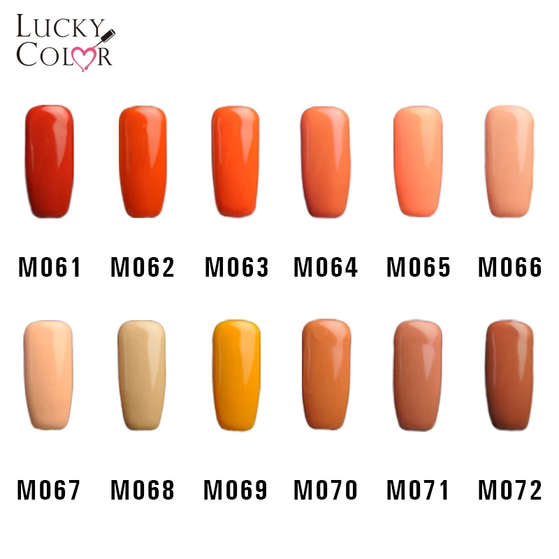 Лак для ногтей Lucky Color оранжевый Гель лак долговечный УФ светодиод 10 мл/флакон 12
