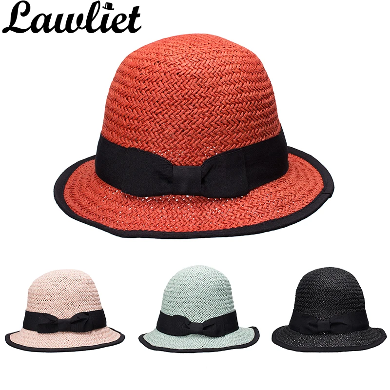 Lawliet женские шляпы от солнца бумажная соломенная шляпа Cloche ведро солнцезащитная