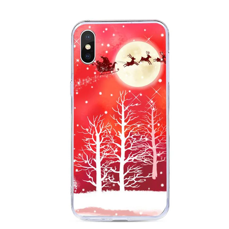 Чехол для iPhone X XR XS Max милые рождественские чехлы с рисунком 4 4S 5 5S SE 6 6s 7 8 Plus мягкий
