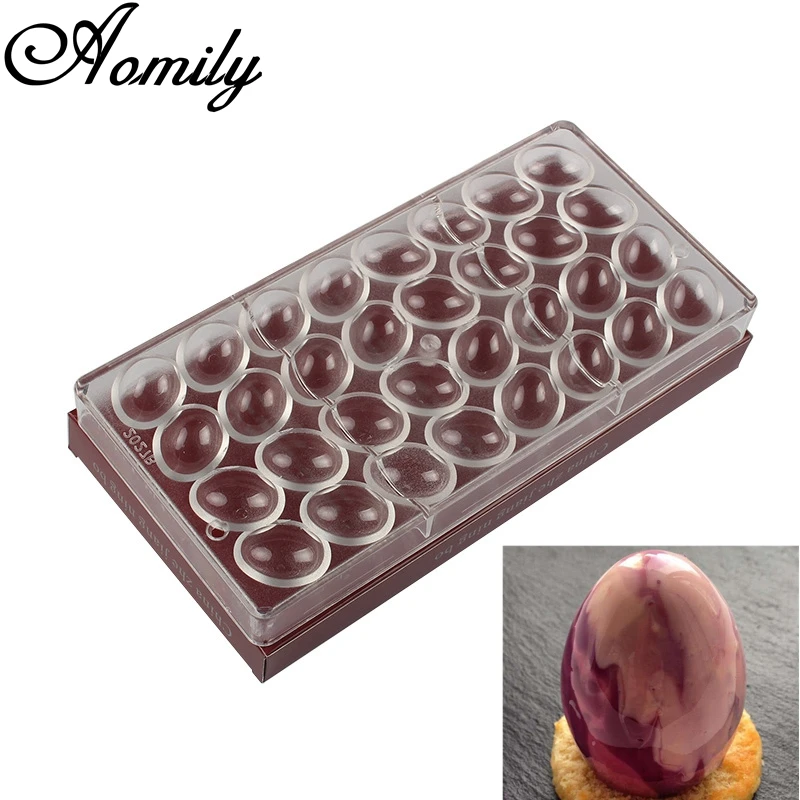 

Aomily 32 Half Ellipse Egg Shape Clear Hard Chocolate Mold DIY Fondant Tool Baking Polycarbonate Candy Maker Cake Mousse Mould