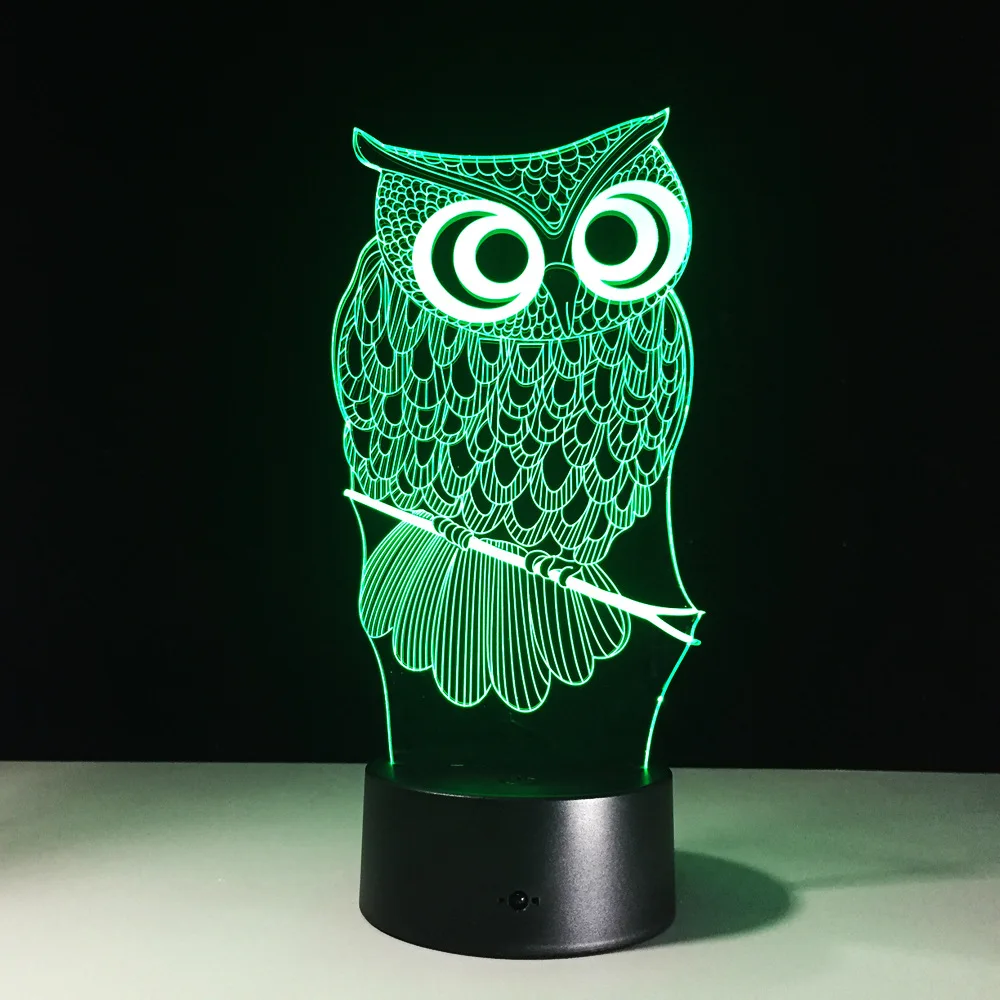 Все виды Сова 3D ночной Светильник RGB переменчивые настроения лампа светодиодный