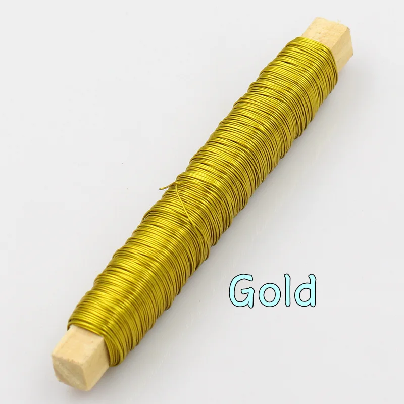 Gold 50 м/шт., диаметр 0,5 мм, цветная эмалированная проволока, мягкая железная линия для DIY ювелирных аксессуаров, Рождественское украшение - Цвет: Gold