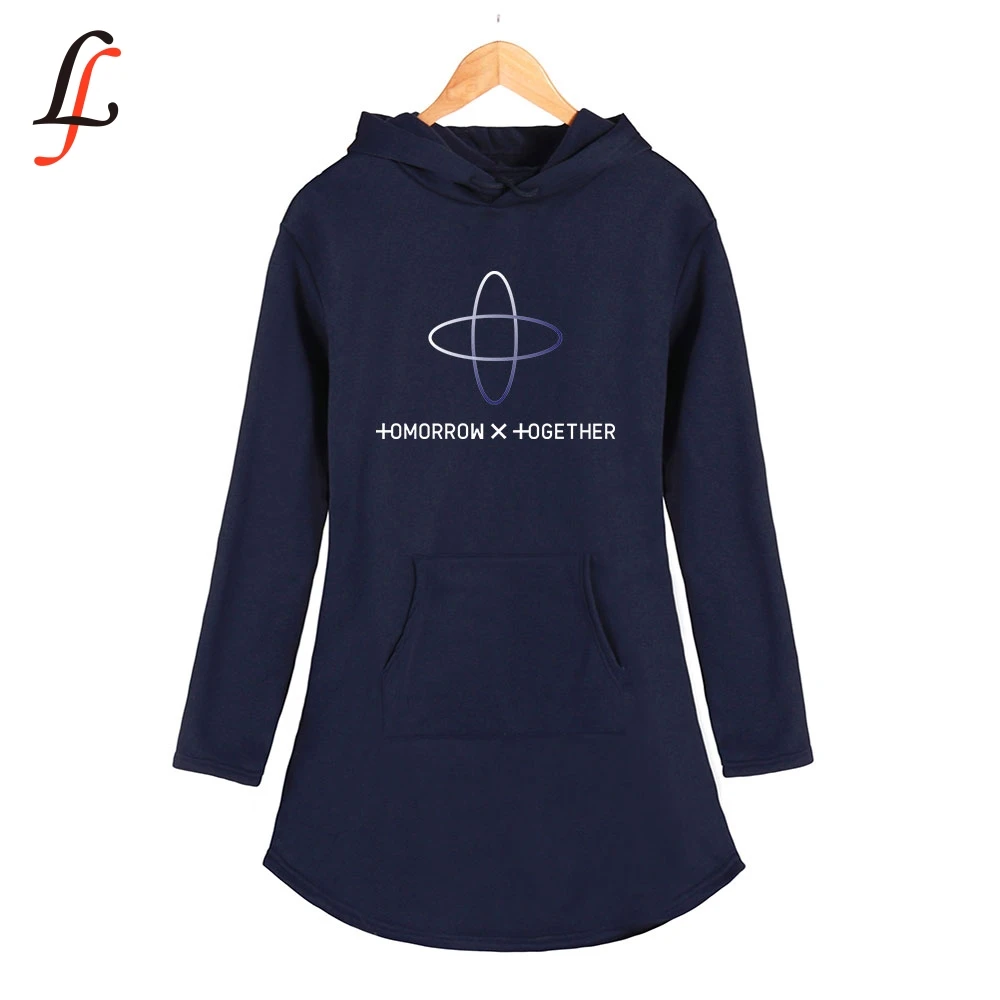 Kpop TXT tomorrow together Tops Personality Sport Casual Hoodie Dress Summer Fashion Woman Party Night Long Square Up Streetwear | Женская