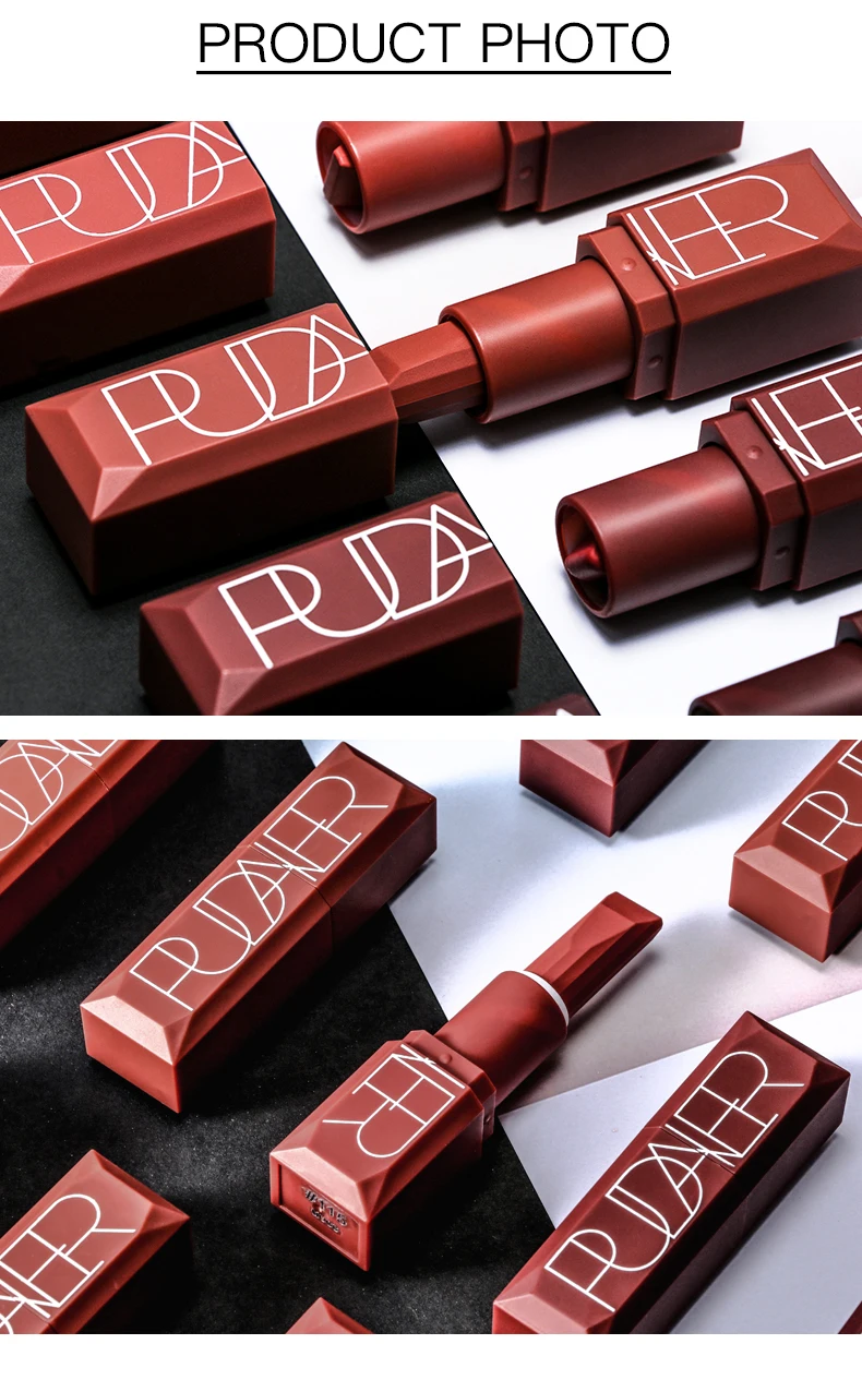 Pudaier 5 Colors Matte Lipstick Pumpkin Color Eat Earth Waterproof Long-lasting Rich Vitamin E Moisturizing Lip Stick |