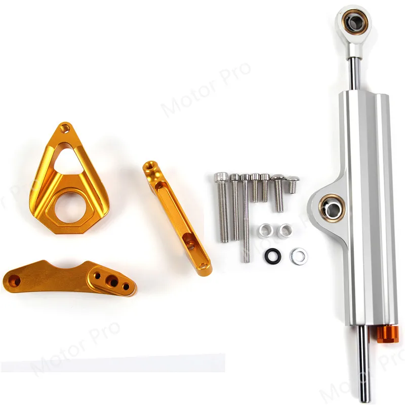 Silver Gold Bracket Для Suzuki gsx-r 600 750 2001-2005 рулевой демпфер Стабилизатор Наборы мотоциклетные GSX-R GSX R GSXR600 GSXR750 2002 2003 2004 GSR750 - Цвет: Silver Gold Bracket