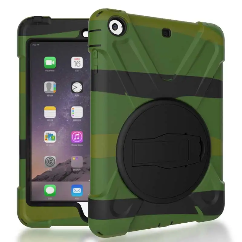 

Waterproof Silicon Protective Back Case for iPad mini1 Shockproof Stand 360 Degree Rotation Back Cover Bags for iPad mini2 mini3