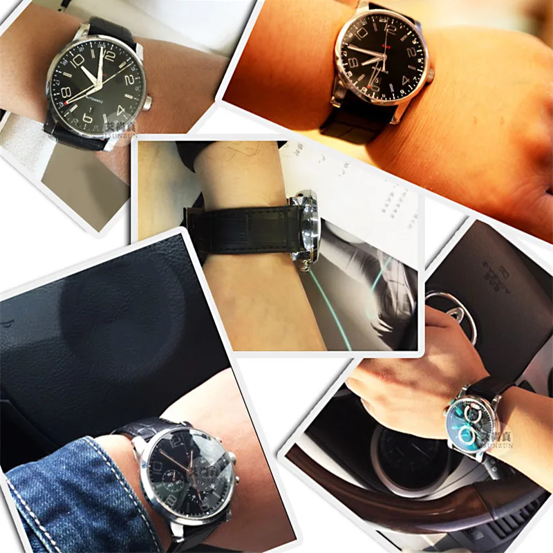 ISUZUN изготовленный из натурального сырья ремешок часов 20/22 мм Time Walker 9670 для