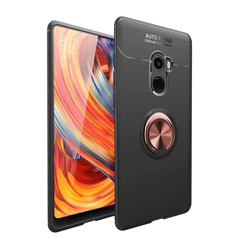 Black and Rose Gold Для Xiaomi mi Mix 2 Чехол, Модный деловой чехол с кольцом на палец, чехол для телефона, задняя крышка для Xiaomi mi x2 - Цвет: Black and Rose Gold
